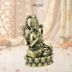 Lakshmi Sitting on Lotus Brass Goddess Idol