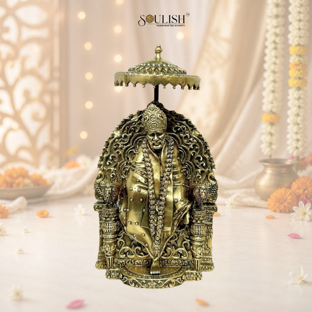 Sai Baba Brass Idol | Handcrafted Brass Murti for Home Temple & Pooja
