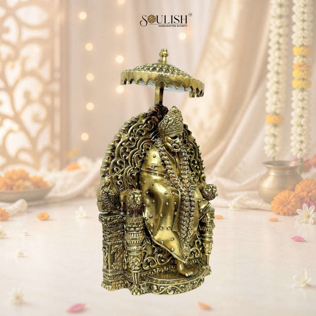 Sai Baba Brass Idol | Handcrafted Brass Murti for Home Temple & Pooja