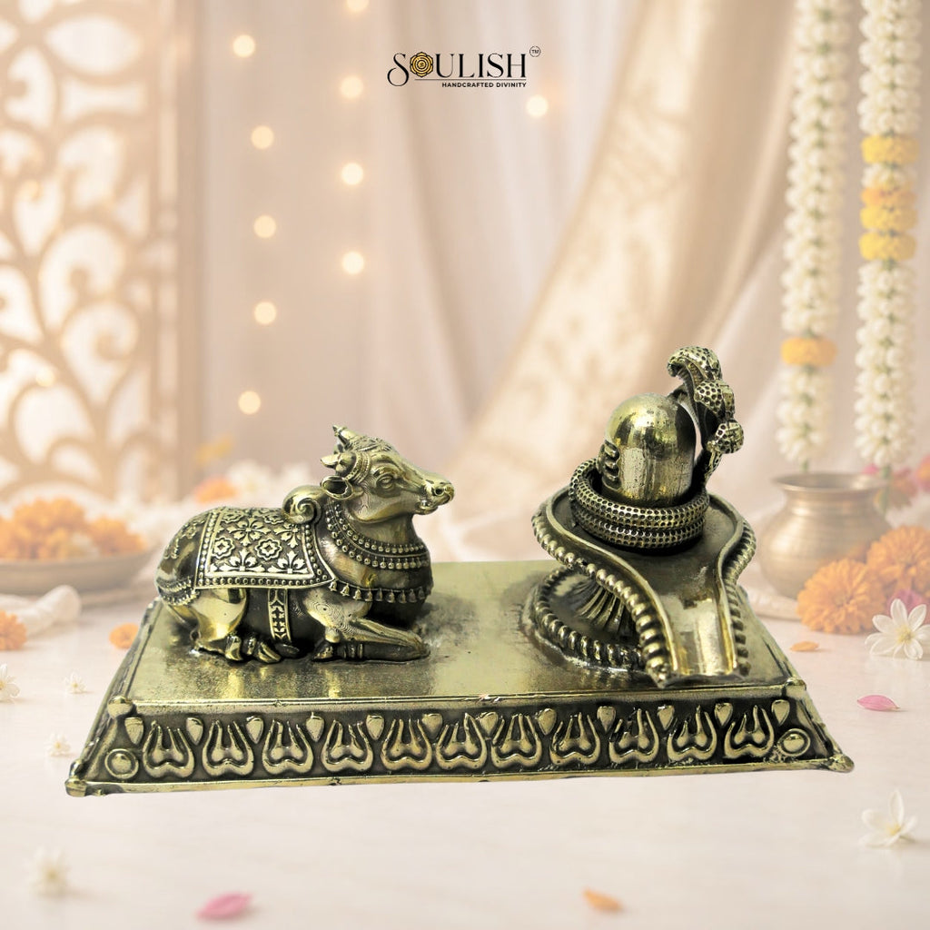 Nandi Shivlingam Brass Idol