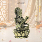 Saraswati on Lotus Brass Idol