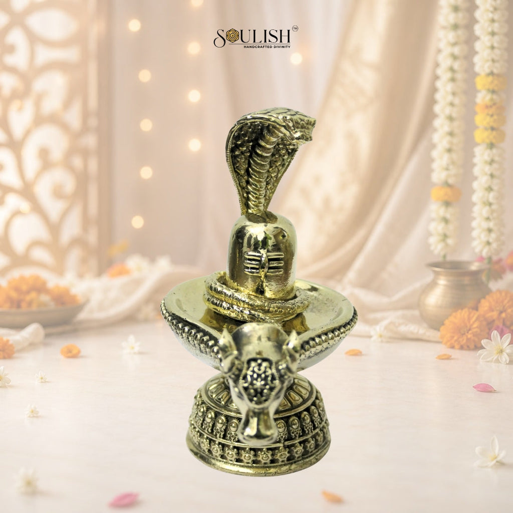 Shiva Ling with Nandi Mukh Brass Statue