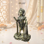 Lord Hanuman Standing on Stone Brass Idol | Handcrafted Brass Murti for Home Temple, Pooja & Spiritual Decor