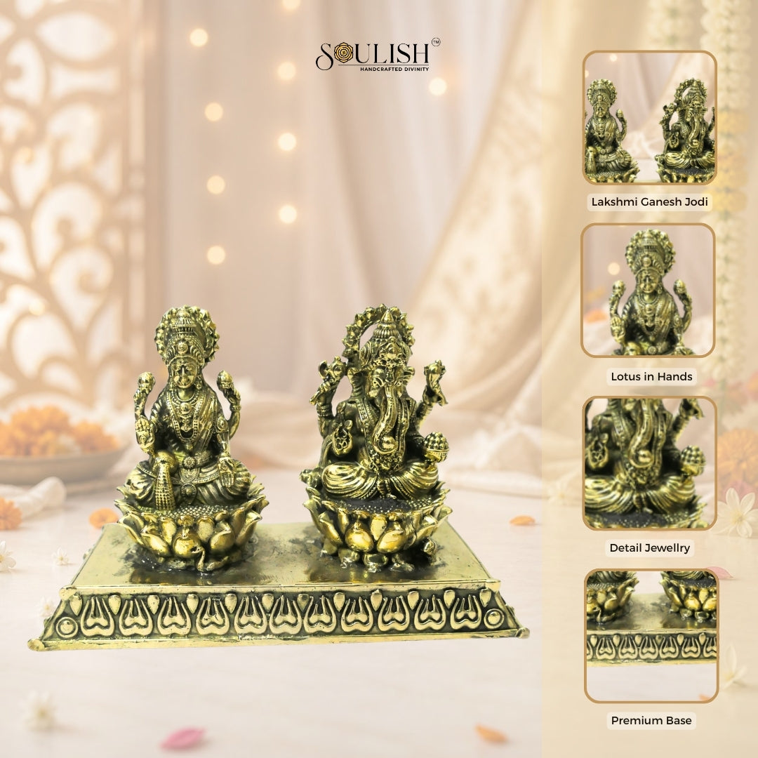 Lakshmi Ganesha Brass Idol