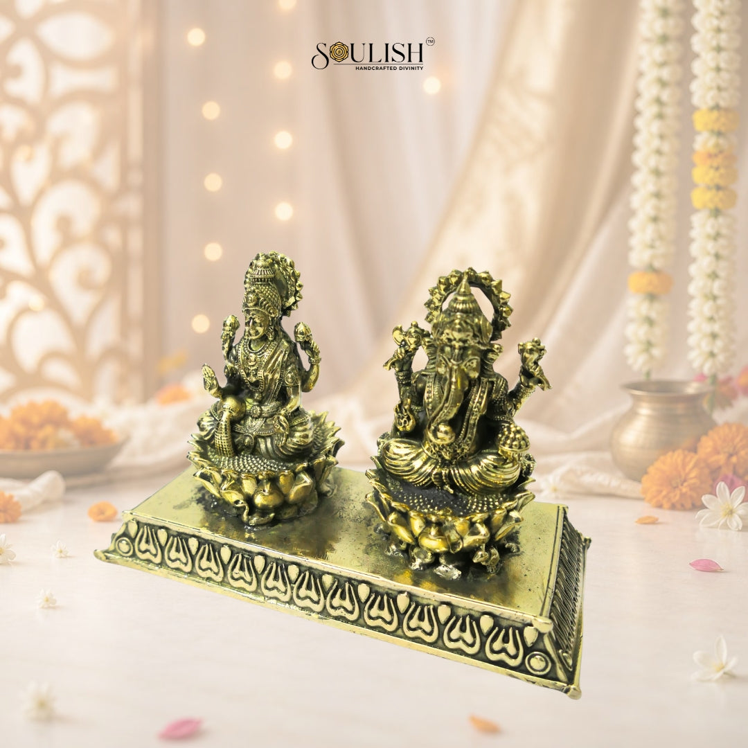 Lakshmi Ganesha Brass Idol
