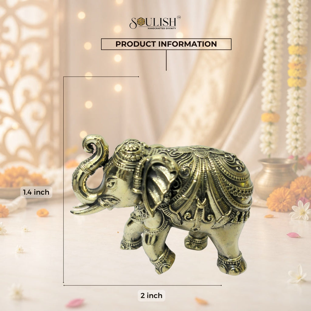 Elephant Brass Idol | Handcrafted Brass Elephant Statue for Vastu & Home Décor