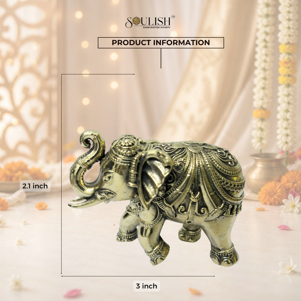 Elephant Brass Idol | Handcrafted Brass Elephant Statue for Vastu & Home Décor