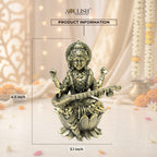 Saraswati on Lotus Playing Sitar Brass Idol