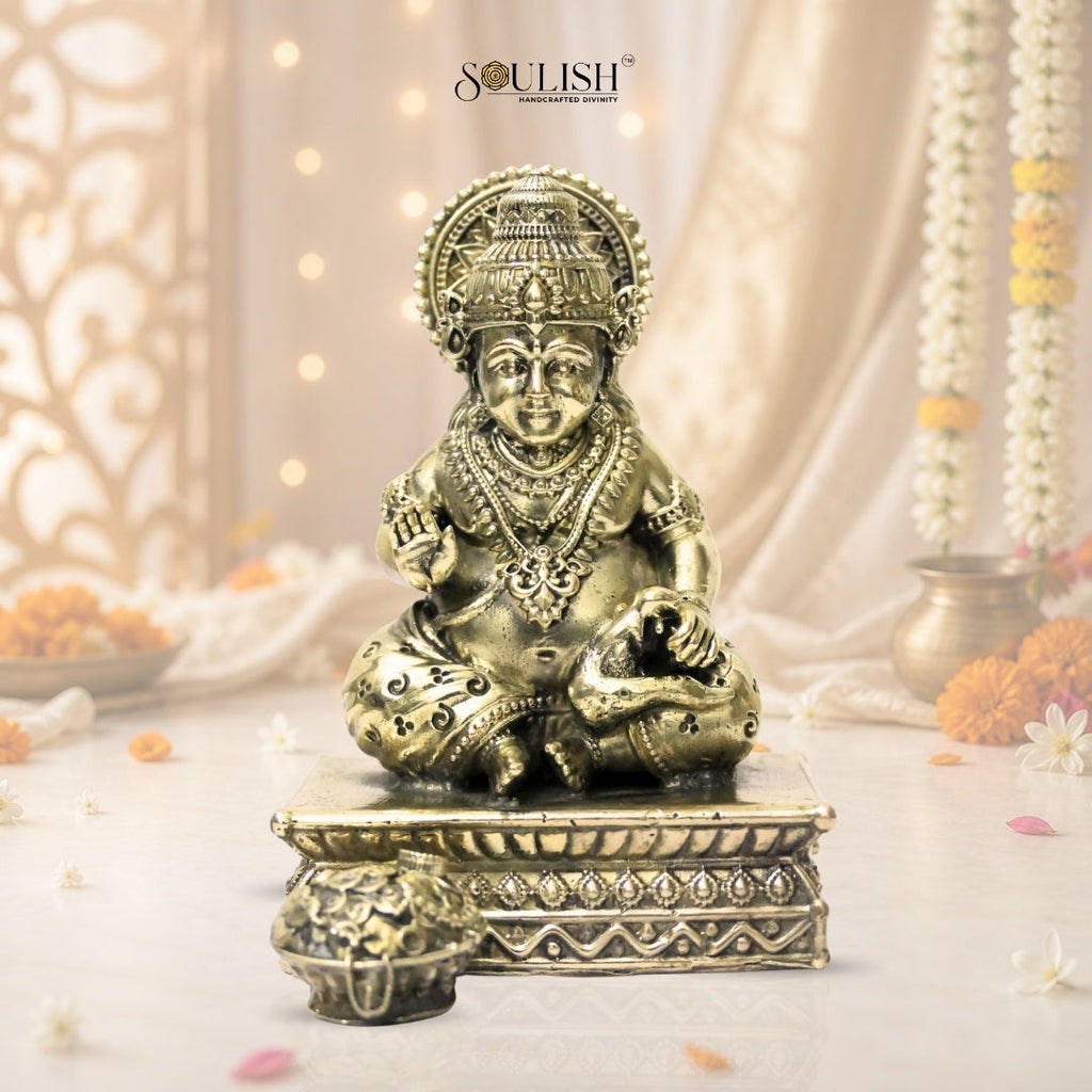 Lord Kuber Brass Idol – God of Wealth & Prosperity, Spiritual Home Décor
