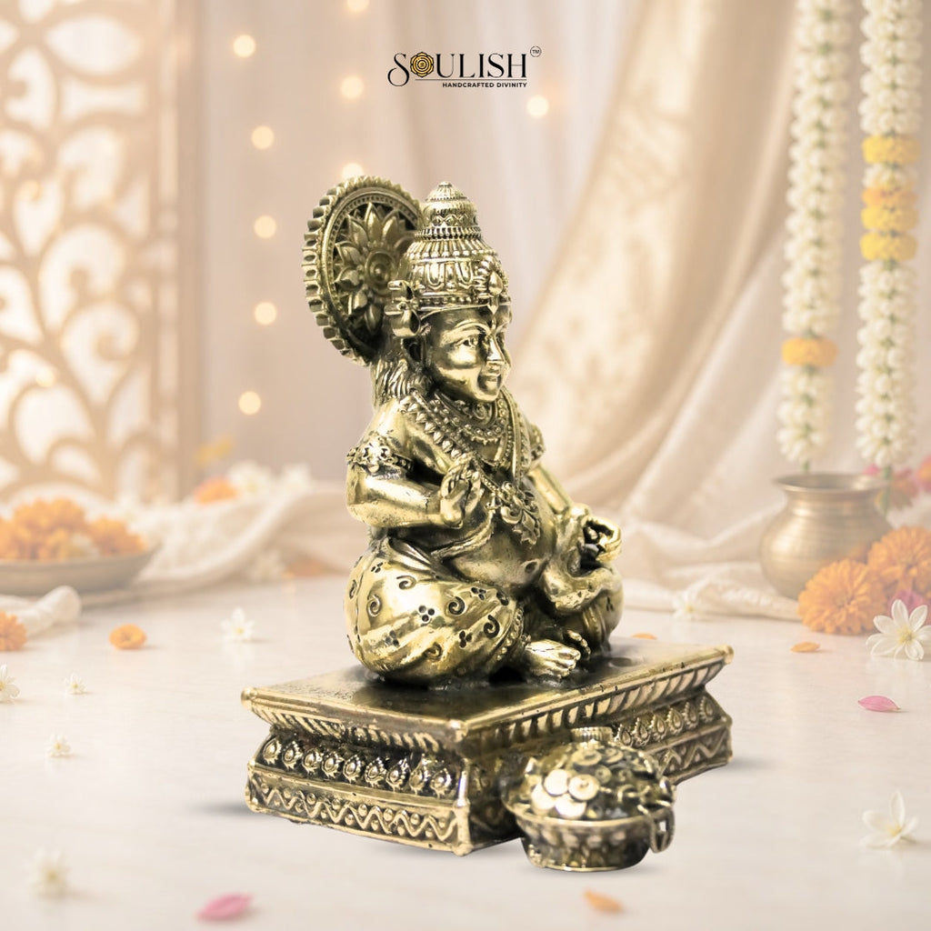 Lord Kuber Brass Idol – God of Wealth & Prosperity, Spiritual Home Décor