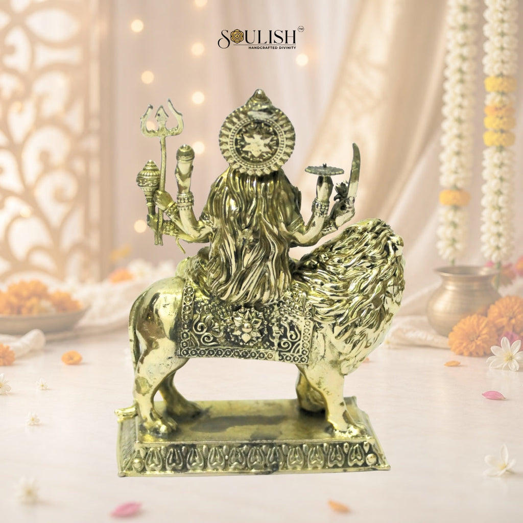 Sherawali Mata Brass Idol – Goddess Durga, Spiritual Home Décor