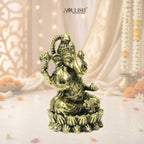 Lord Ganesha on Lotus Brass Idol – Auspicious Spiritual Home Décor