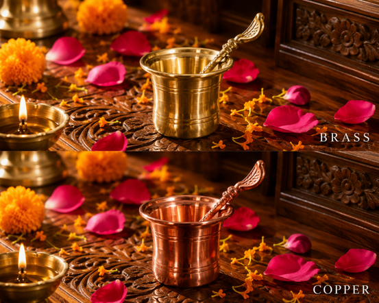 Copper/Brass Panch Patra with Anchmani