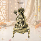 Lord Hanuman Seated on Diwan Brass Idol – Strength & Devotion Home Décor